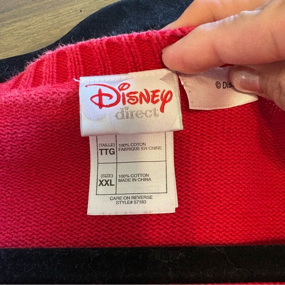 Vintage Disney Mickey Minnie Cardigan Teacher Apple Embroidered Red XXL Academia - Picture 9 of 10